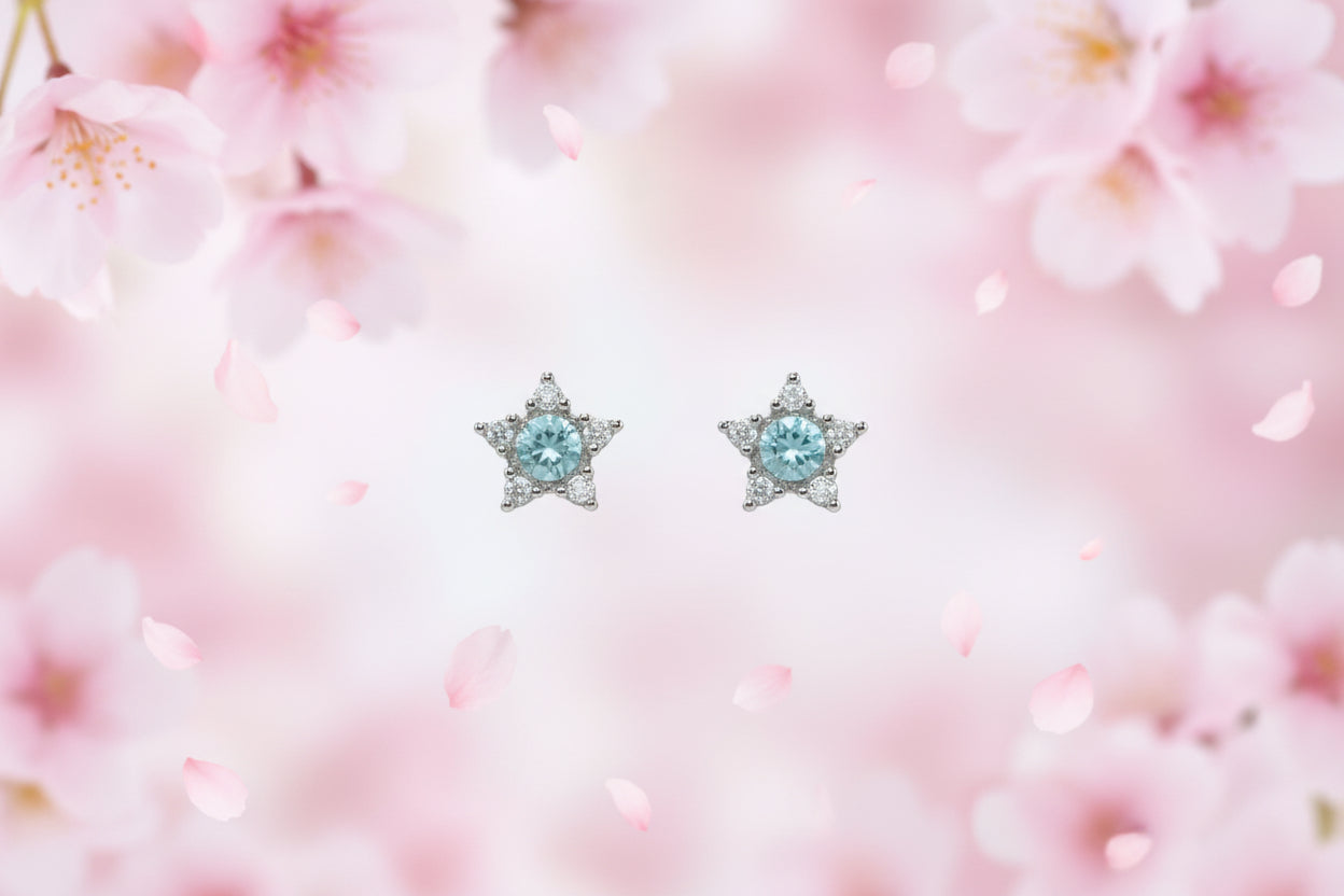 Aquamarine Starburst Earrings