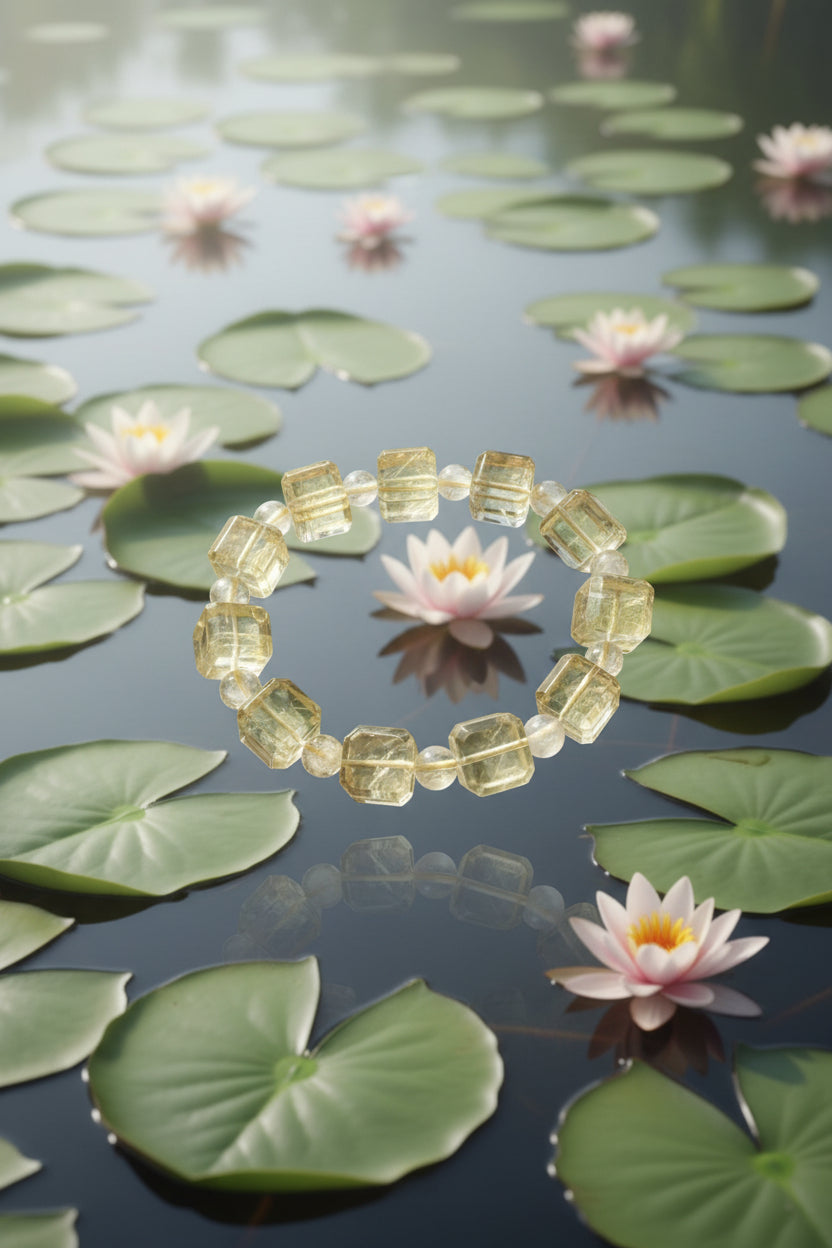 Square Lemon Yellow Crystal Bracelet