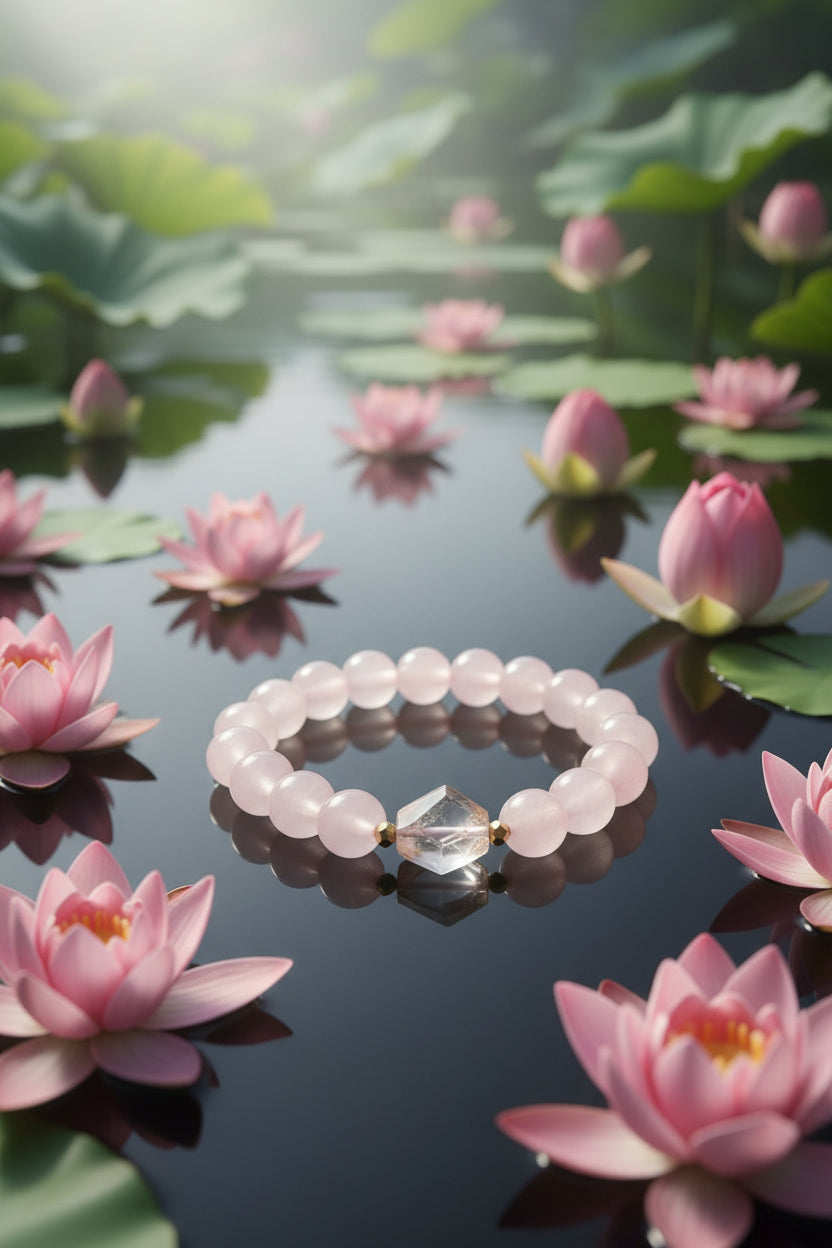 Rose Quartz Black Gold Super 7 Bracelet
