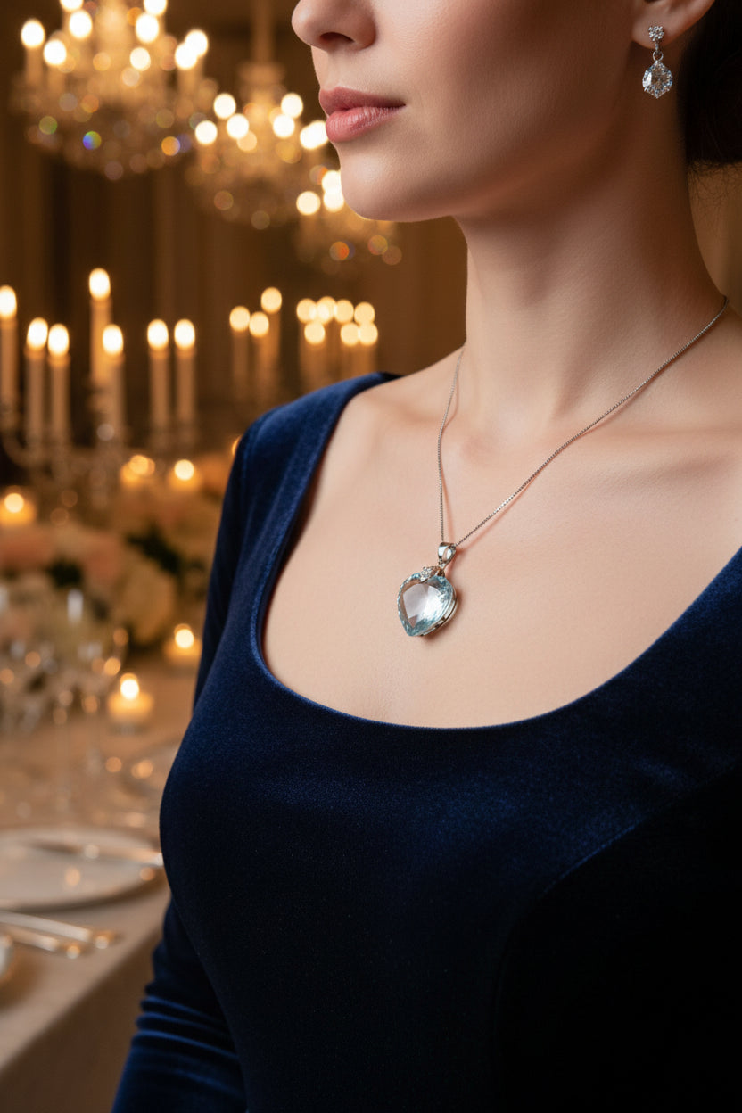 Heart Shaped Aquamarine Necklace