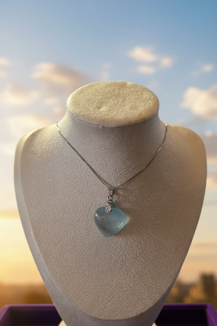 Heart Shaped Aquamarine Necklace