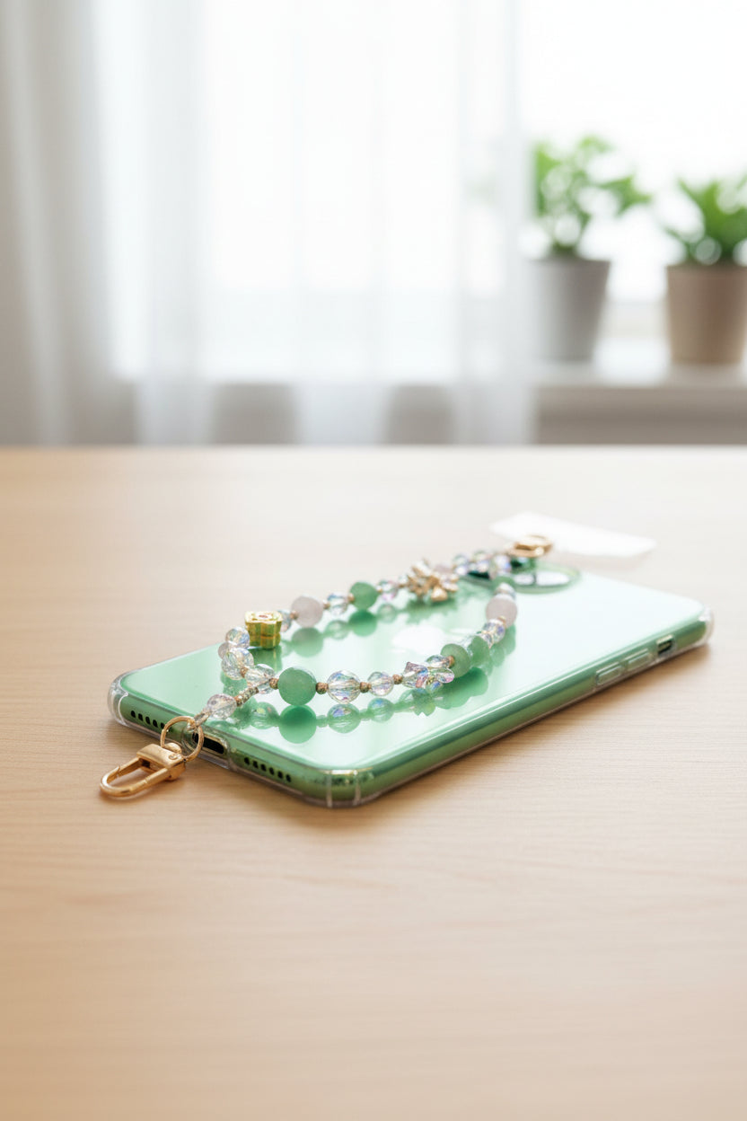 Green Grass Crystal Mobile Phone Charm