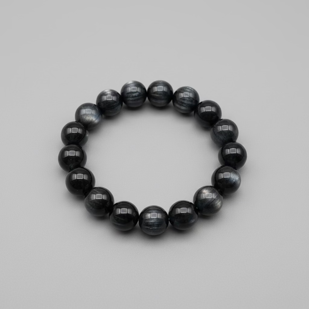 Silver Obsidian Crystal Bracelet (11M)