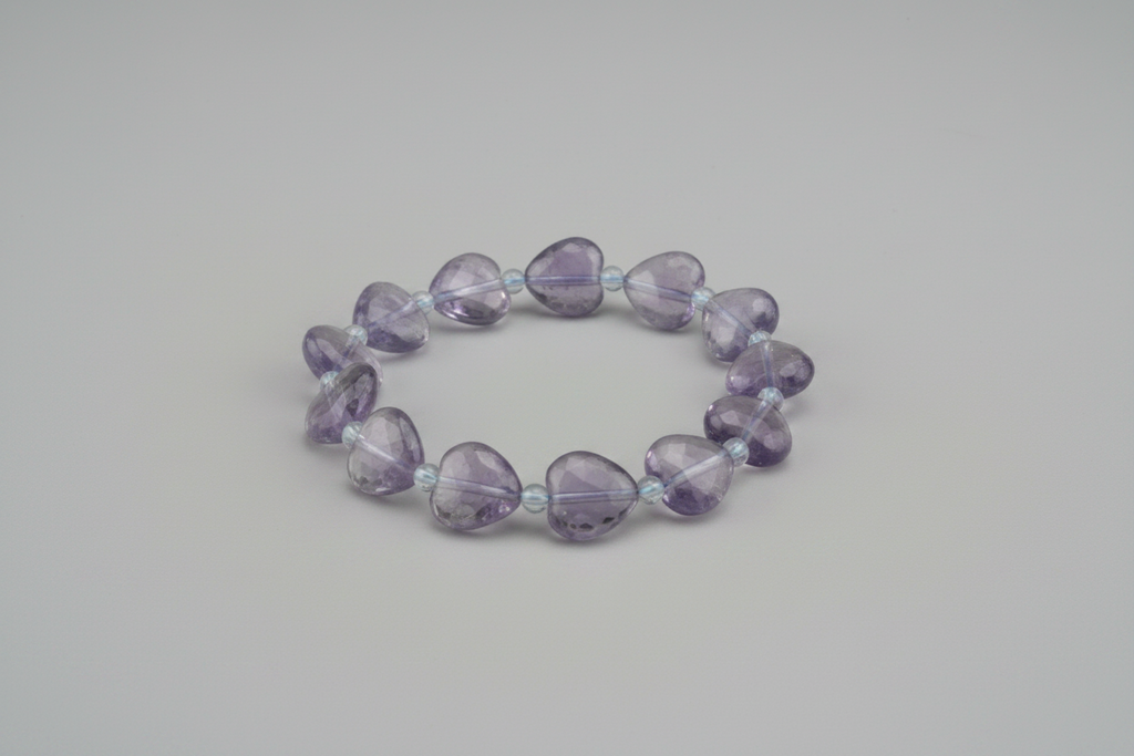 South African Amethyst Heart Bracelet