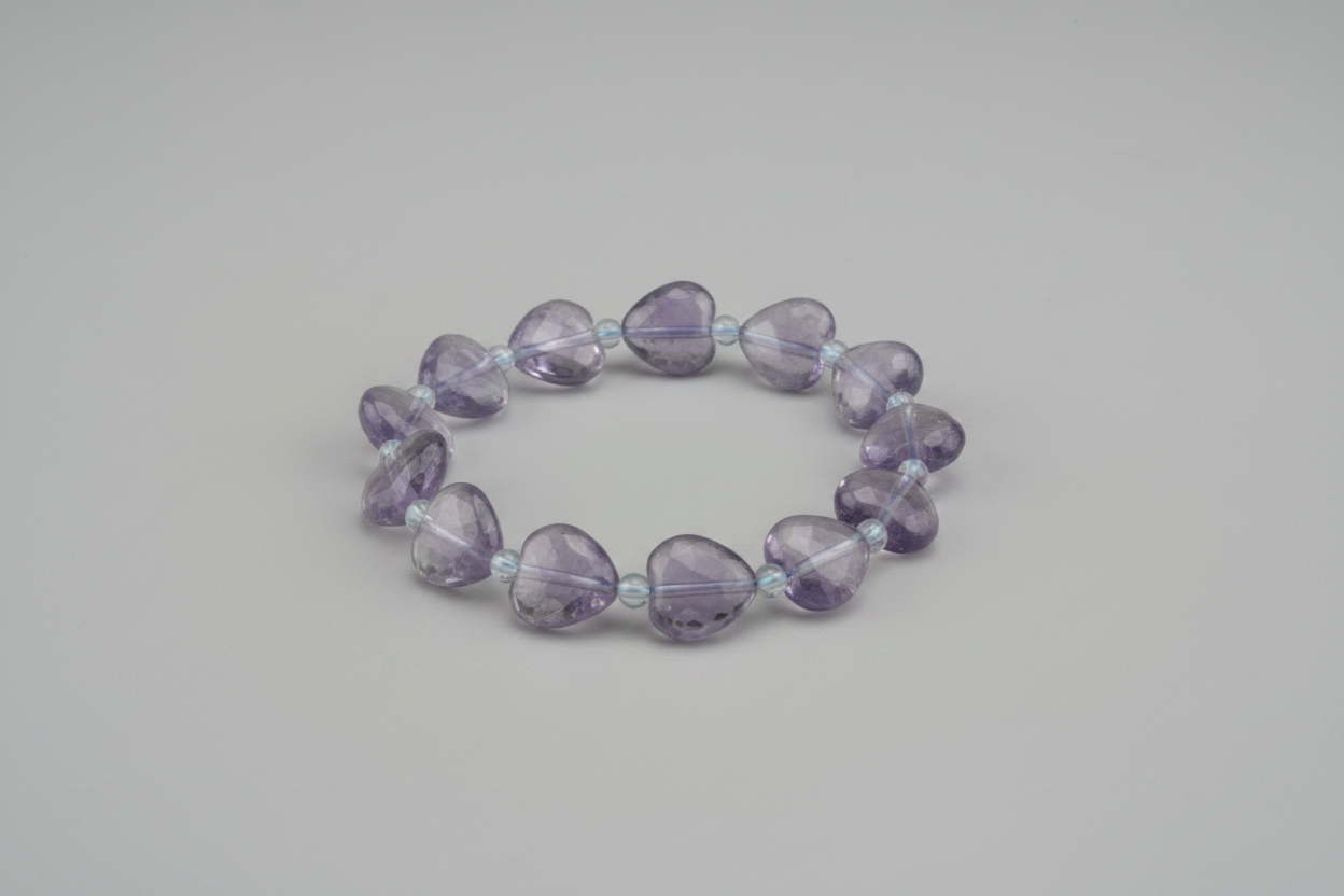 South African Amethyst Heart Bracelet